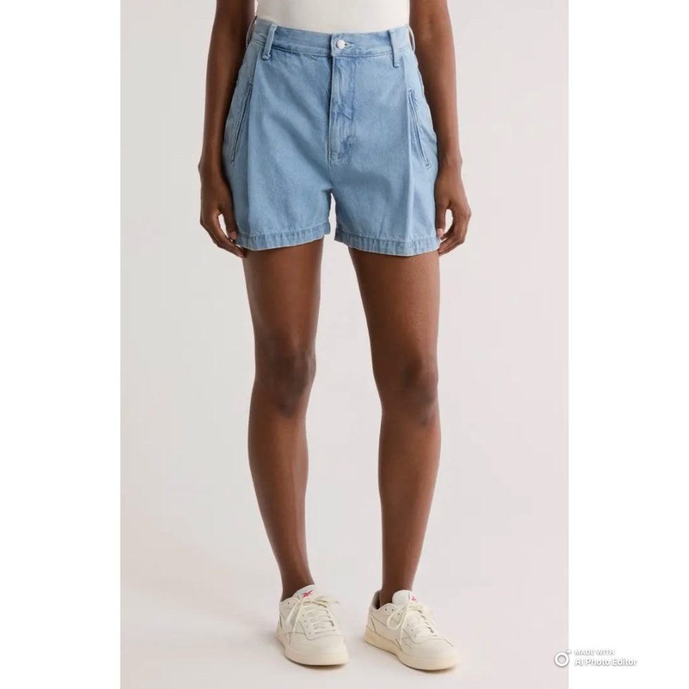 Etica Max Pleated Short in Ethereal Blue Size 29 Pleated Denim Shorts NWT